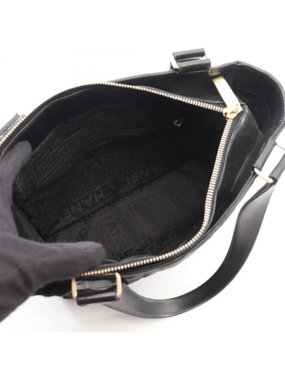Chanel Tote Bag Choco Bar Black Lambskin CC Logo